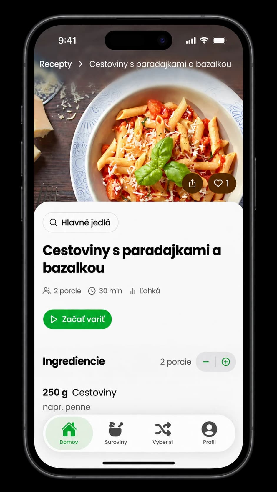 Svetlý režim detailu receptu na mobile